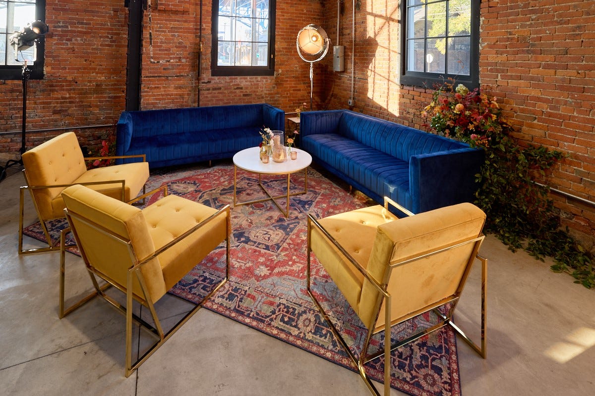 Camille chairs with Leo sofas and an Iris rug