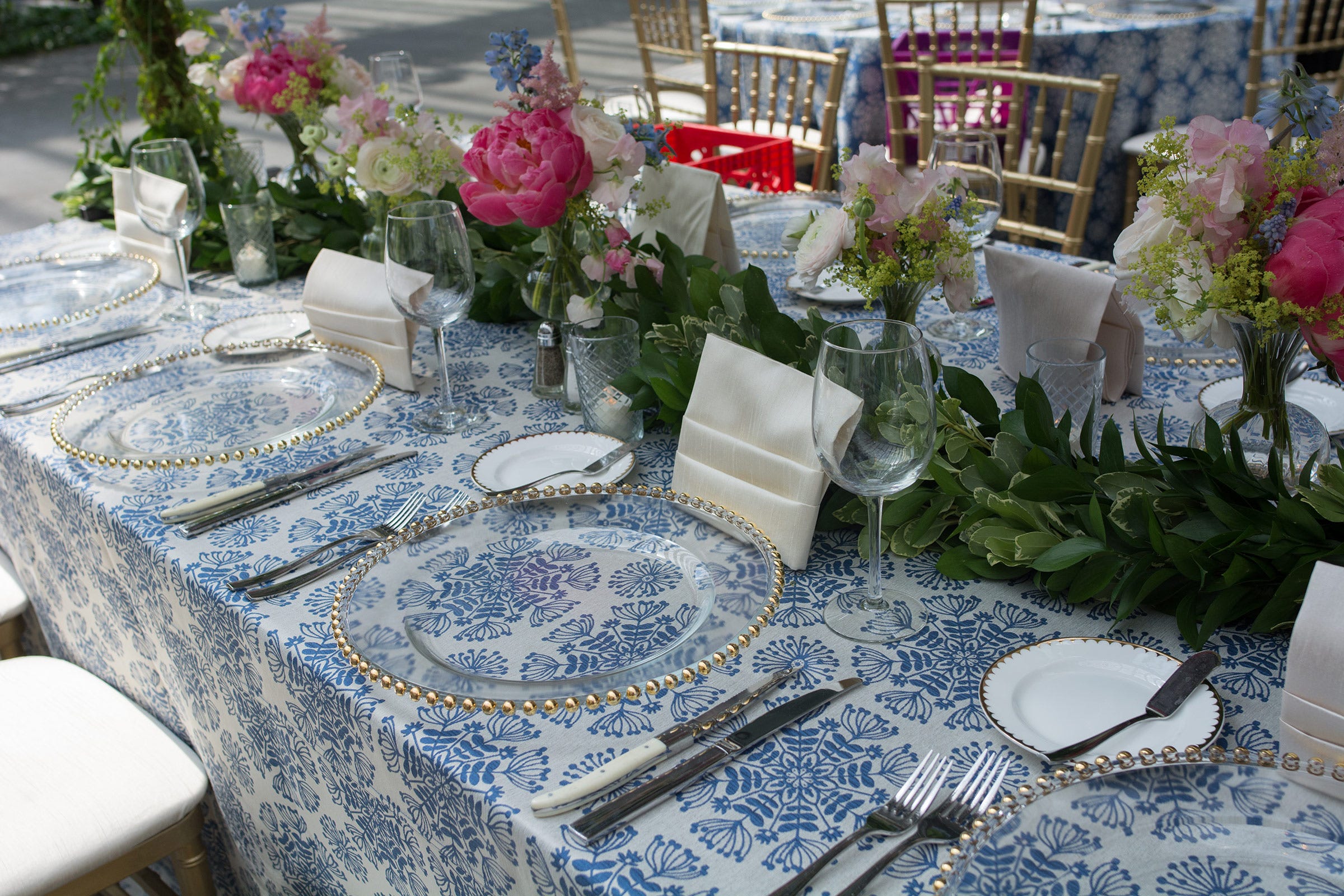 dinner table with black sequin tablecloths