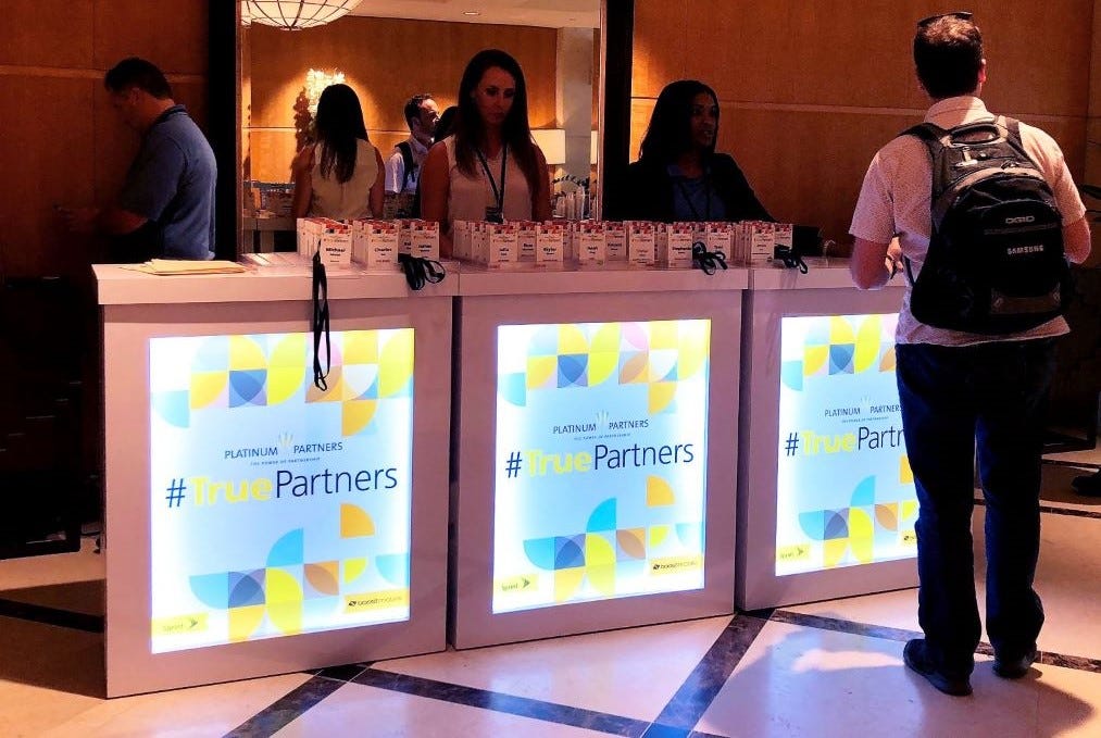 Custom Kiosk Bar with Logo as a Registration Check In