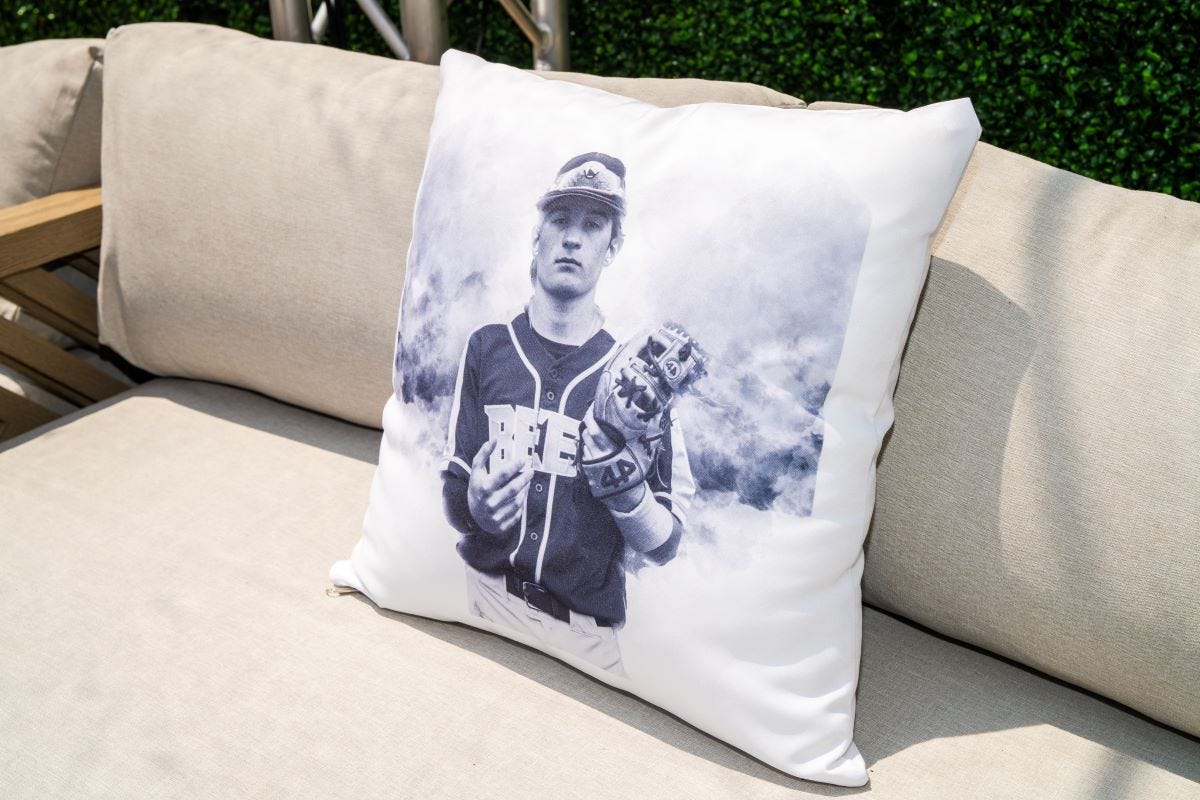 Custom Pillow with a baseball player logo